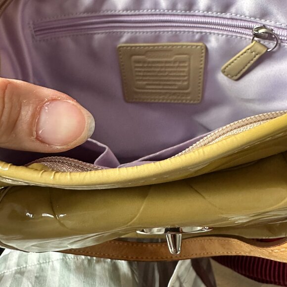 Coach Small Leah Embossed Yellow Patent Leather - Picture 5 of 6